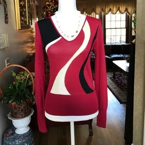 The Limited Red/Black/White Sweater